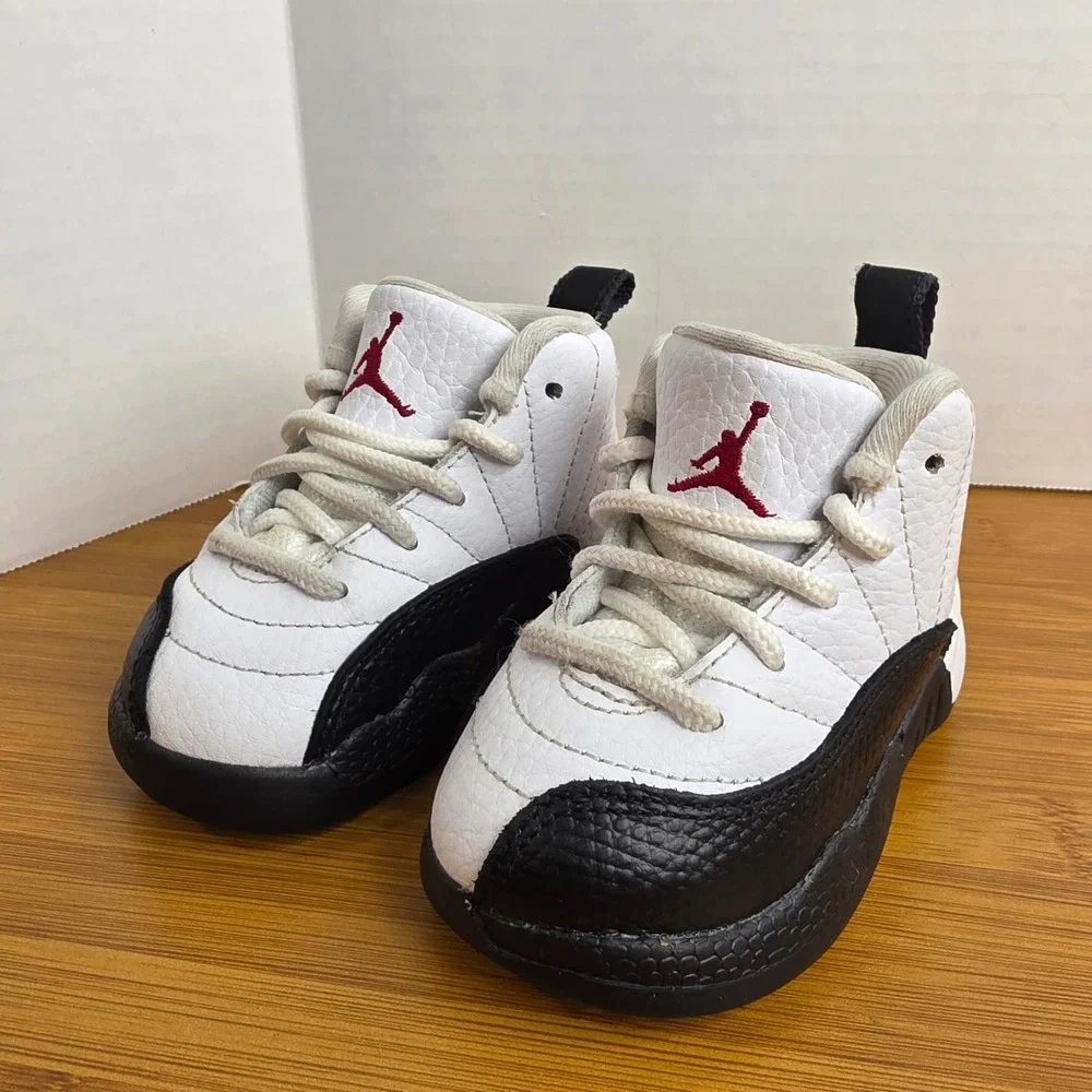 Jordan 12 Retro Taxi Toddler Shoes White Black Red 850000-162 Size 5C